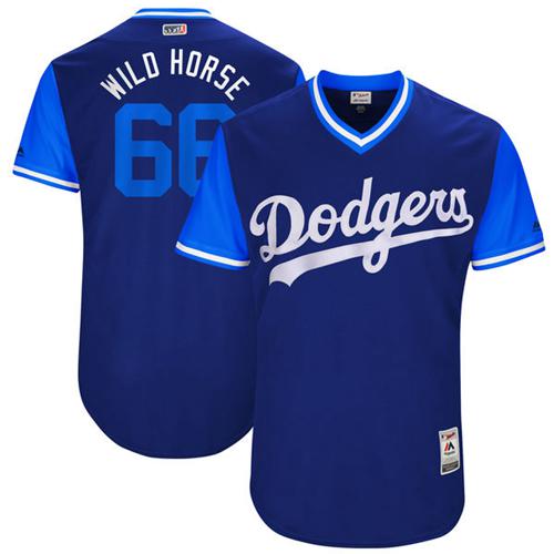 Dodgers #66 Yasiel Puig Royal "Wild Horse" Players Weekend Authentic Stitched MLB Jersey