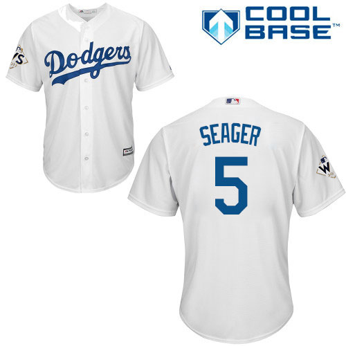 Dodgers #5 Corey Seager White New Cool Base 2017 World Series Bound Stitched MLB Jersey