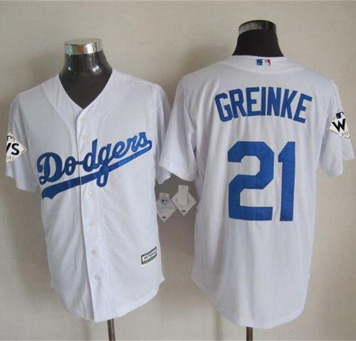 Dodgers #21 Zack Greinke White New Cool Base 2017 World Series Bound Stitched MLB Jersey