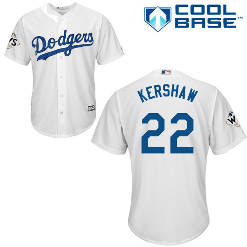 Dodgers #22 Clayton Kershaw White New Cool Base 2017 World Series Bound Stitched MLB Jersey