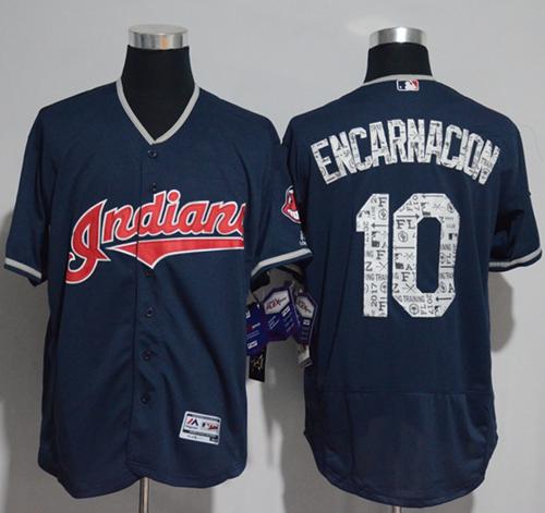 Indians #10 Edwin Encarnacion Navy Blue 2017 Spring Training Authentic Flex Base Stitched MLB Jersey