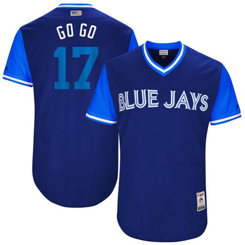 Blue Jays #17 Ryan Goins Navy "GO GO" Players Weekend Authentic Stitched MLB Jersey