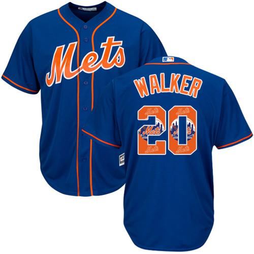 Mets #20 Neil Walker Blue Team Logo Fashion Stitched MLB Jersey