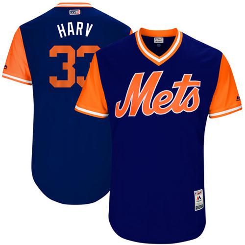 Mets #33 Matt Harvey Royal "Harv" Players Weekend Authentic Stitched MLB Jersey