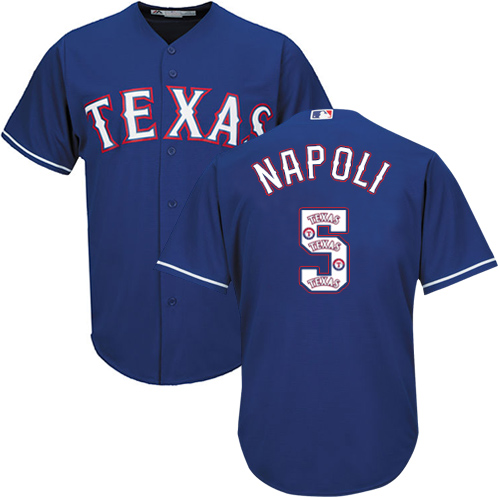 Rangers #5 Mike Napoli Blue Team Logo Fashion Stitched MLB Jersey