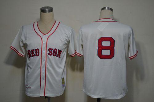 Mitchell And Ness 1967 Red Sox #8 Carl Yastrzemski Cream Stitched Throwback MLB Jersey