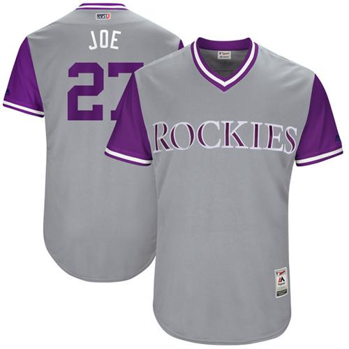 Rockies #27 Trevor Story Gray "Joe" Players Weekend Authentic Stitched MLB Jersey