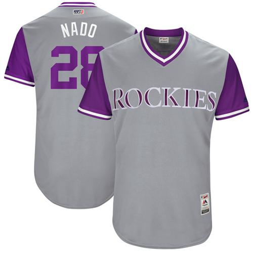 Rockies #28 Nolan Arenado Gray "Nado" Players Weekend Authentic Stitched MLB Jersey