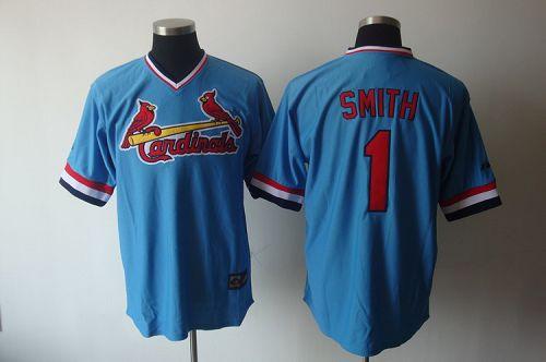 Cardinals #1 Ozzie Smith Blue Cooperstown Throwback Stitched MLB Jersey