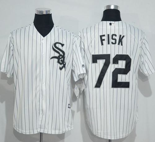 White Sox #72 Carlton Fisk White(Black Strip) New Cool Base Stitched MLB Jersey - Click Image to Close