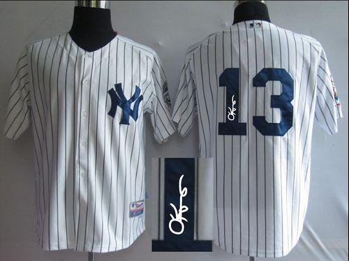 Yankees #13 Alex Rodriguez White Autographed Stitched MLB Jersey