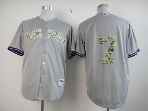 Yankees #7 Mickey Mantle Grey USMC Cool Base Stitched MLB Jersey