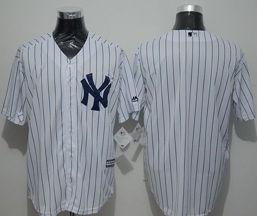 Yankees Blank White Strip New Cool Base Stitched MLB Jersey