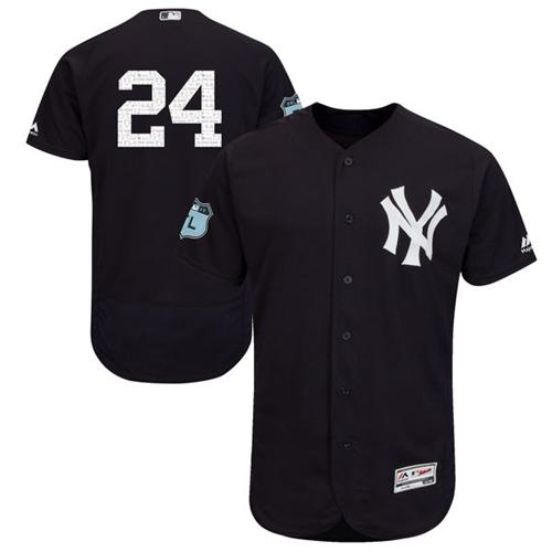 Yankees #24 Gary Sanchez Navy Blue 2017 Spring Training Authentic Flex Base Stitched MLB Jersey
