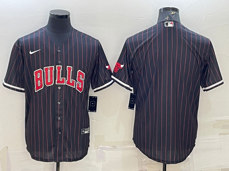 Chicago Bulls Blank Black Cool Base Stitched Baseball Jersey