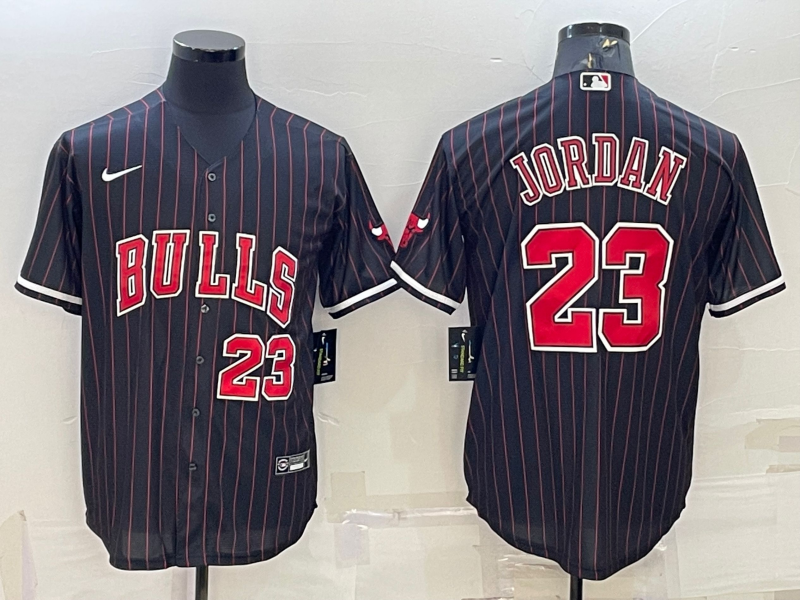 Chicago Bulls #23 Michael Jordan Black Cool Base Stitched Baseball Jersey
