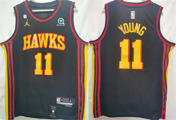 Atlanta Hawks #11 Trae Young Black Stitched Jersey - Click Image to Close