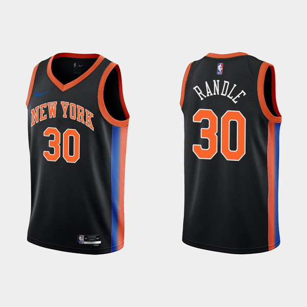 New York Knicks #30 Julius Randle Black City Edition Stitched Basketball Jersey