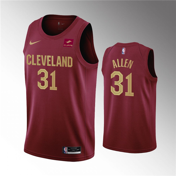 Cleveland Cavaliers #31 Jarrett Allen Wine Icon Edition Stitched Basketball Jersey