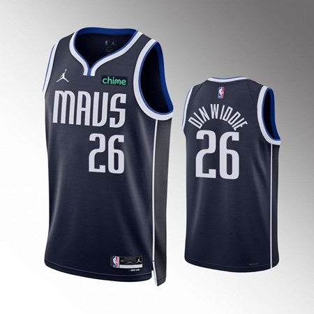 Dallas Mavericks #26 Spencer Dinwiddie Navy Statement Edition Stitched Basketball Jersey