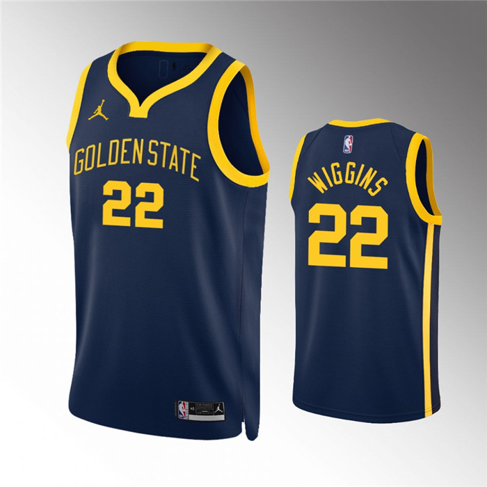Golden State Warriors #22 Andrew Wiggins Navy Statement EditionStitched Jersey