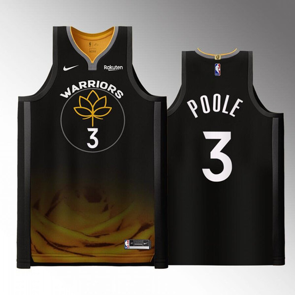 Golden State Warriors #3 Jordan Poole Black 2022-23 City edition Stitched Basketball Jersey
