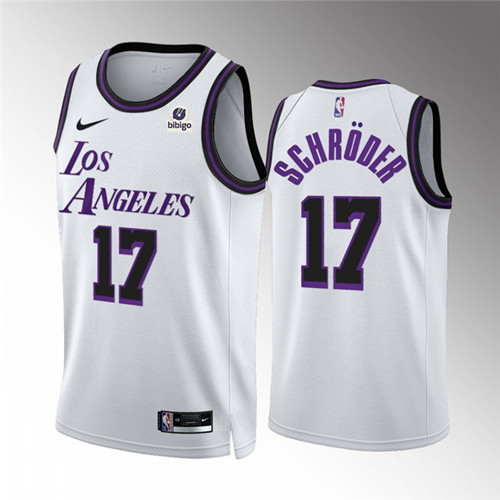 Los Angeles Lakers #17 Dennis Schroder White City Edition Stitched Basketball Jersey