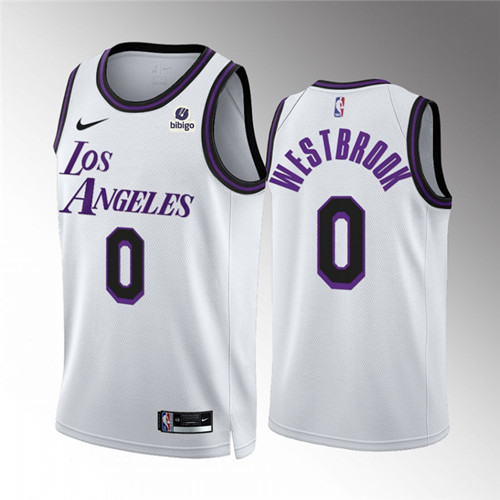 Los Angeles Lakers #0 Russell Westbrook White City Edition Stitched Basketball Jersey