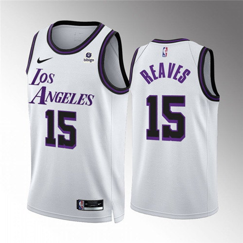 Los Angeles Lakers #15 Austin Reaves White City Edition Stitched Basketball Jersey