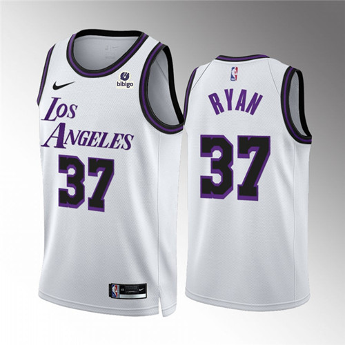 Los Angeles Lakers #37 Matt Ryan White City Edition Stitched Basketball Jersey