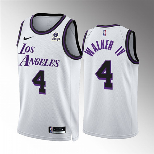 Los Angeles Lakers #4 Walker IV White City Edition Stitched Basketball Jersey