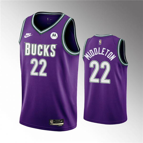 Milwaukee Bucks #22 Khris Middleton 2022-23 Purple Classic Edition Swingman Stitched Basketball Jers