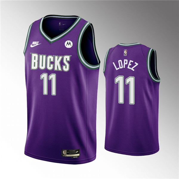 Milwaukee Bucks #11 Brook Lopez 2022-23 Purple Classic Edition Swingman Stitched Basketball Jersey