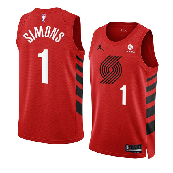 Portland Trail Blazers #1 Anfernee Simons 2022-23 Red Statement Edition Swingman Stitched Basketball