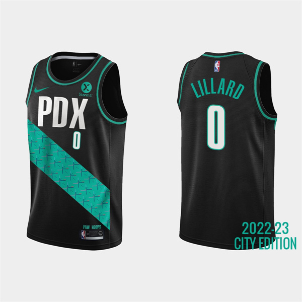 Portland Trail Blazers #0 Damian Lillard 2022-23 Black City Edition Stitched Basketball Jersey