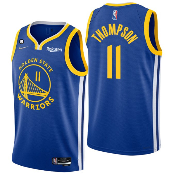 Golden State Warriors #11 Klay Thompson Royal With No.6 Patch Stitched Jersey