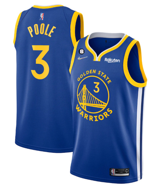 Golden State Warriors #3 Jordan Poole Royal With No.6 Patch Stitched Jersey