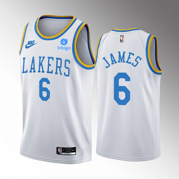Los Angeles Lakers #6 LeBron James 2022-23 White Classic Edition Stitched Basketball Jersey