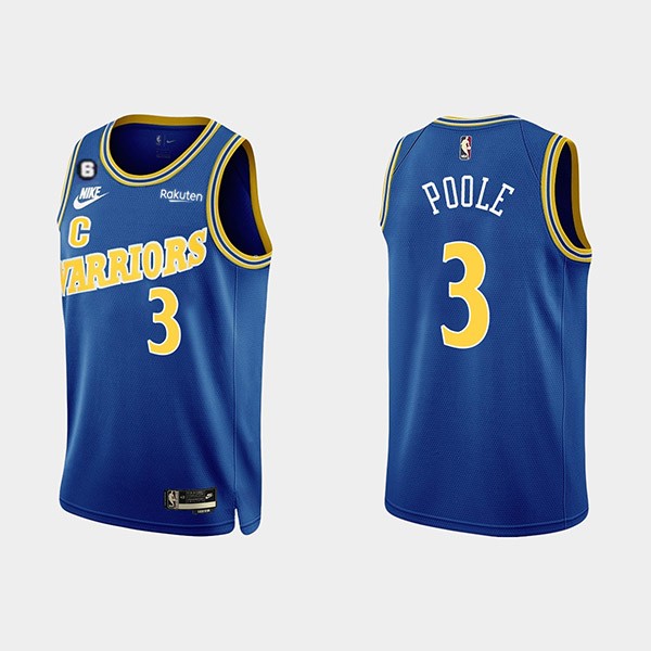 Golden State Warriors #3 Jordan Poole 2022-23 Blue With No.6 Patch Stitched Basketball Jersey
