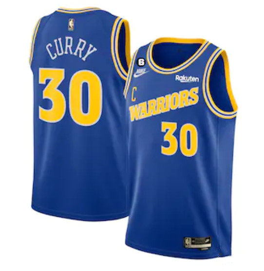 Golden State Warriors #30 Stephen Curry Royal With No.6 Patch Stitched Jersey
