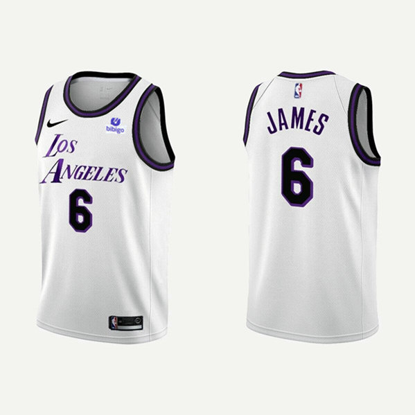Los Angeles Lakers #6 LeBron James 2022-23 White Stitched Basketball Jersey
