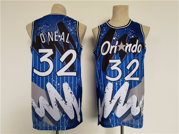 Orlando Magic #32 Shaquille O'Neal Blue Throwback basketball Jersey