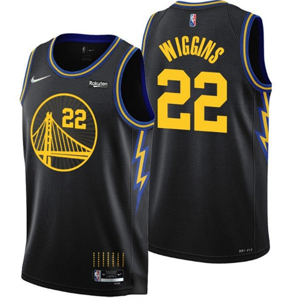 Golden State Warriors #22 Andrew Wiggins 2021-22 City Edition Black 75th Anniversary Stitched Basket
