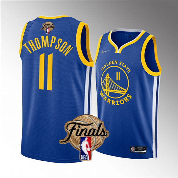 Golden State Warriors #11 Klay Thompson Royal 2022 Finals Stitched Basketball Jersey