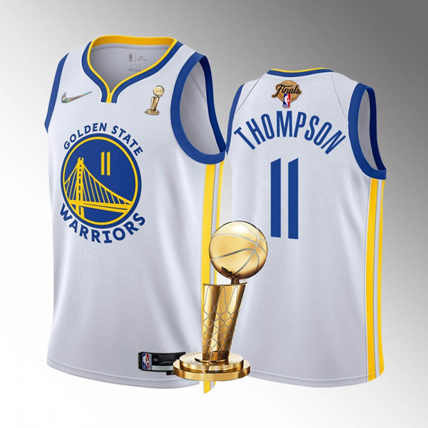 Golden State Warriors #11 Klay Thompson White 2022 NBA Finals Champions Stitched Jersey