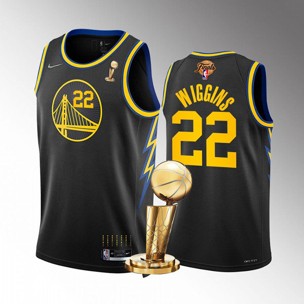 Golden State Warriors #22 Andrew Wiggins Black 2022 NBA Finals Champions Stitched Jersey