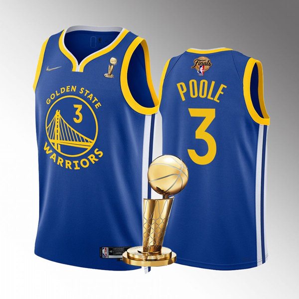 Golden State Warriors #3 Jordan Poole Royal 2022 NBA Finals Champions Stitched Jersey
