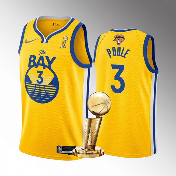 Golden State Warriors #3 Jordan Poole Gold 2022 NBA Finals Champions Stitched Jersey