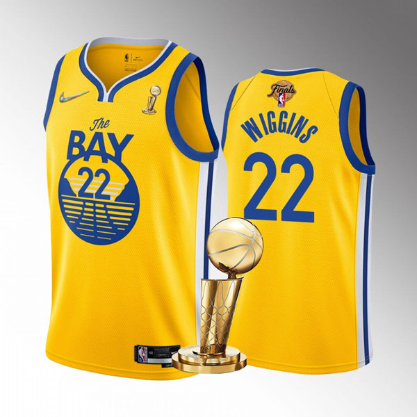 Golden State Warriors #22 Andrew Wiggins Gold 2022 NBA Finals Champions Stitched Jersey