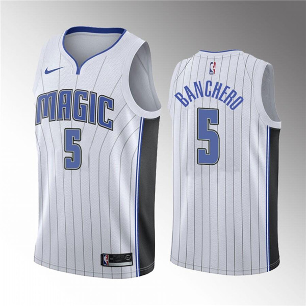 Orlando Magic #5 Paolo Banchero White 2022 Draft Basketball Stitched Jersey